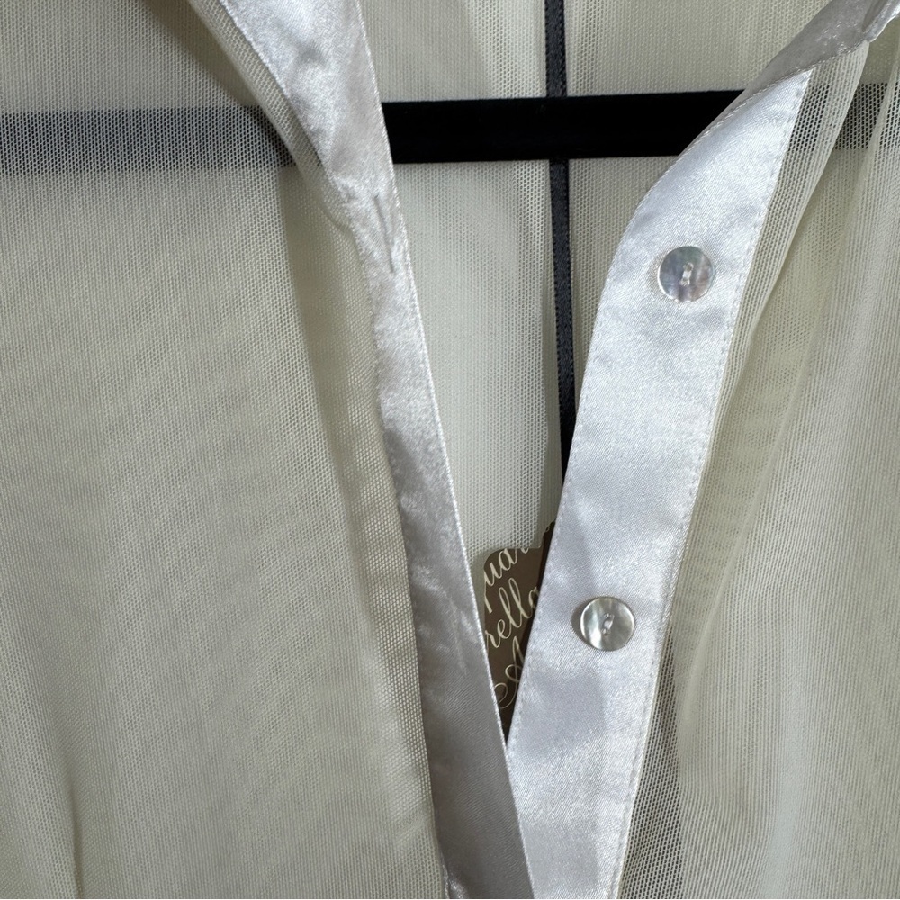 Vintage Taglia Sheer Beaded Satin Blouse Ivory Size M Long Sleeve Dressy Top - Picture 8 of 14